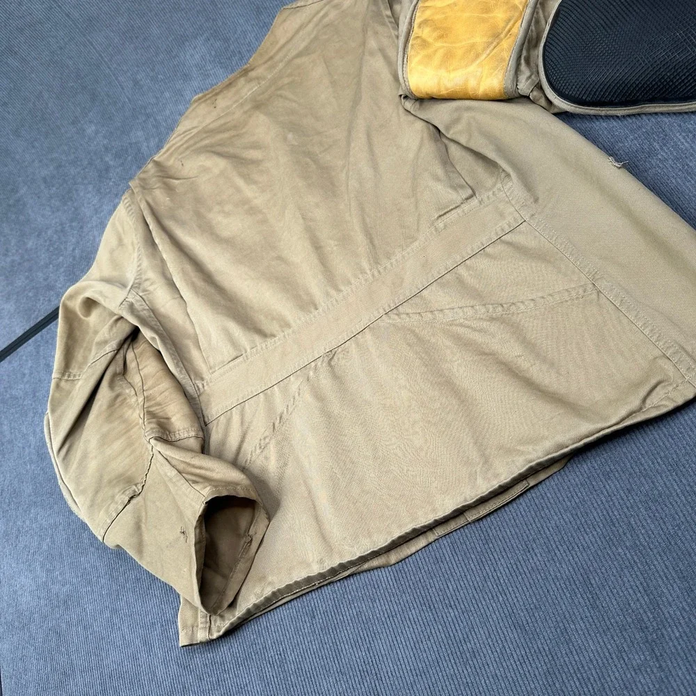 Vintage 10-X Shooting Jacket Tan Cotton Twill Leather Recoil Pad Mens 44 L